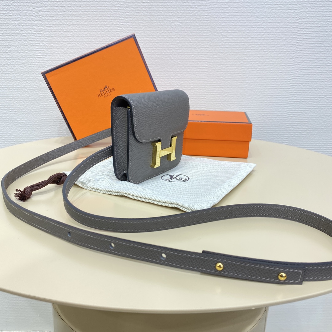 Hermes Constance Slim Wallet Belt Bag In Etain Epsom Leather